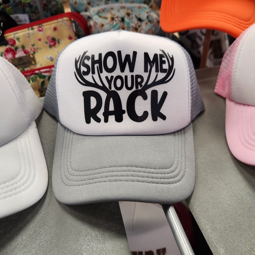 Gray and White Curved Brim Hats